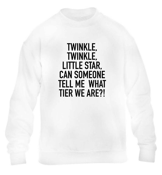 Twinkle twinkle, little star does anyone know what tier we are? children's white sweater 12-13 Years
