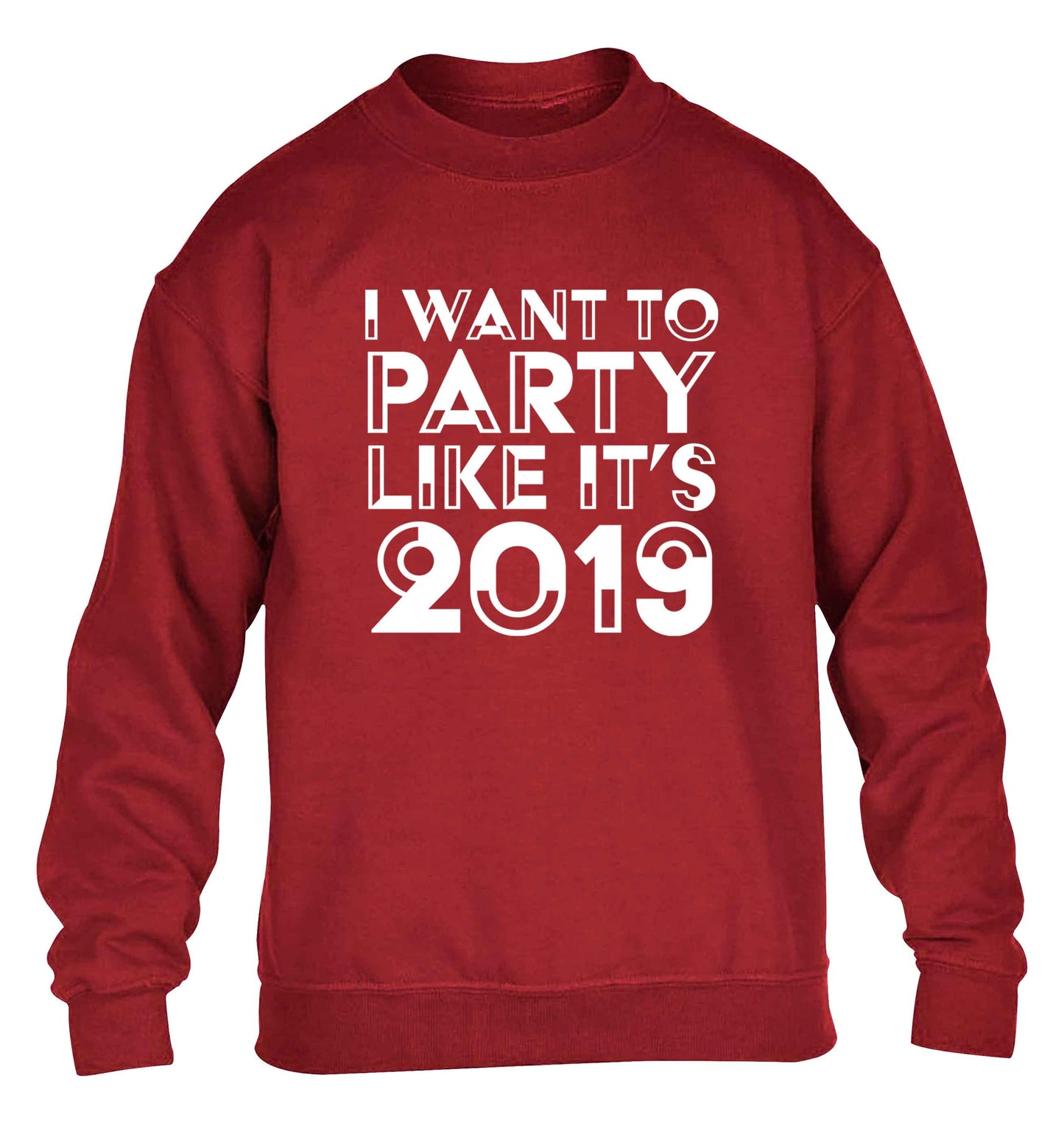 I want to party like it's 2019 children's grey sweater 12-13 Years