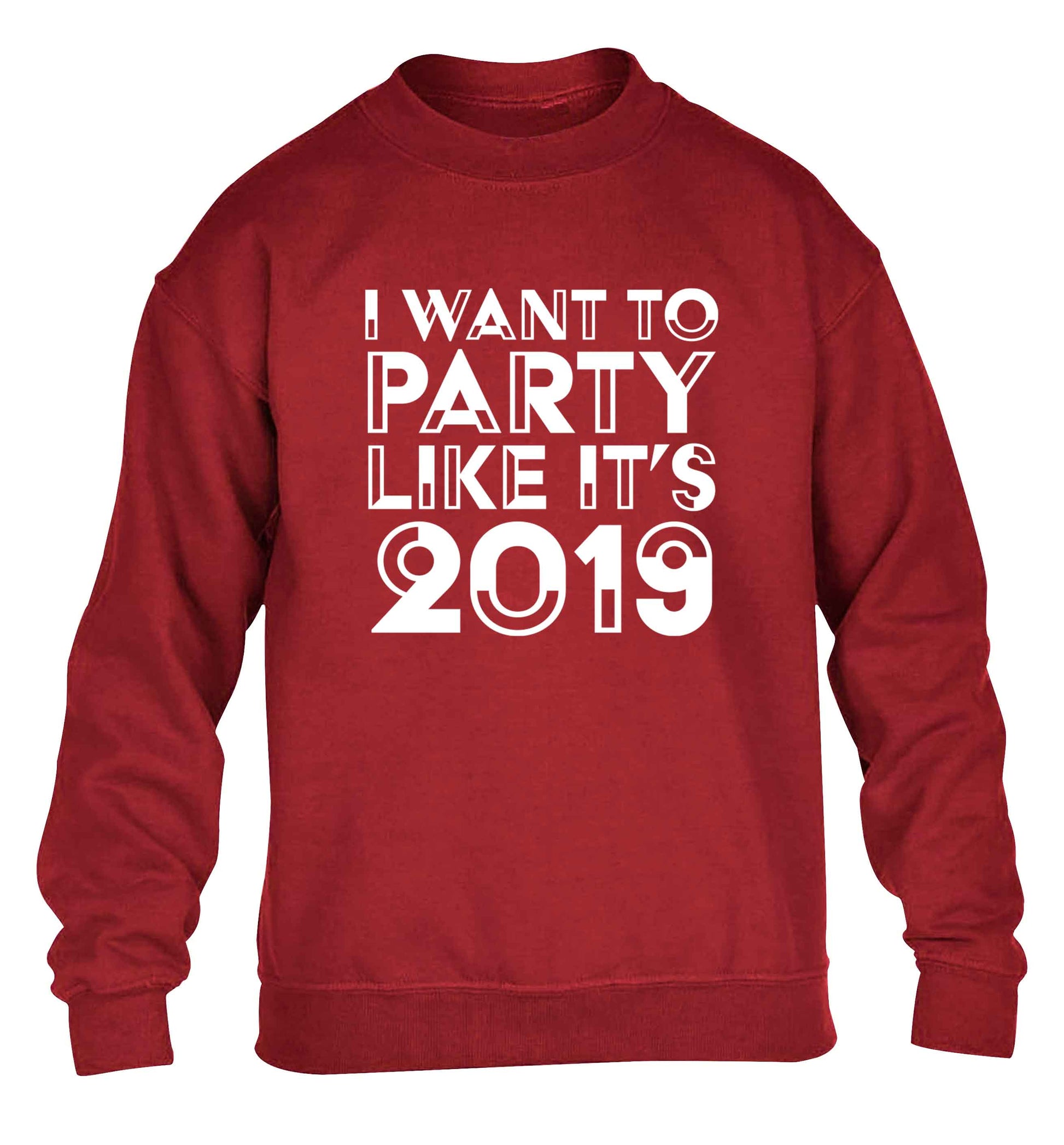I want to party like it's 2019 children's grey sweater 12-13 Years