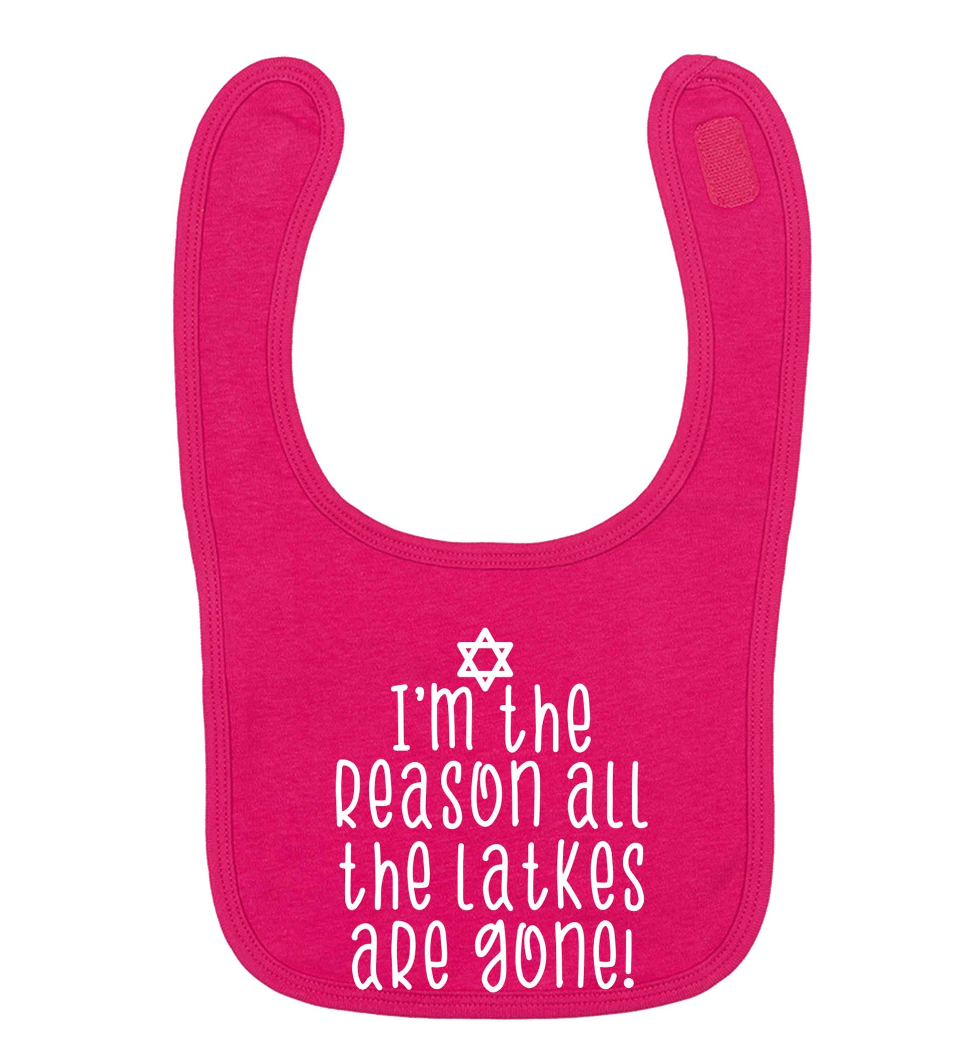 I'm the reason all the latkes are gone dark pink baby bib