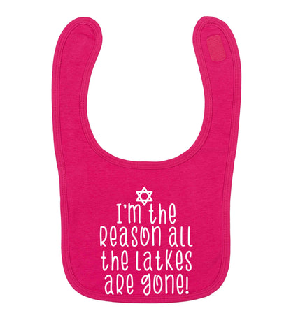 Happy challah days dark pink baby bib