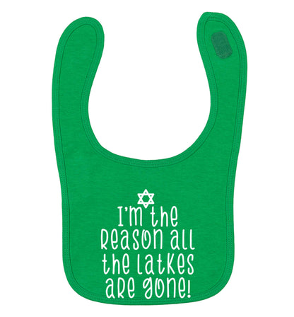 I'm the reason all the latkes are gone green baby bib