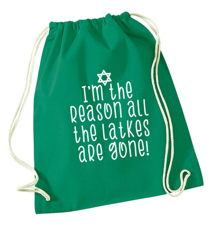 Happy challah days green drawstring bag