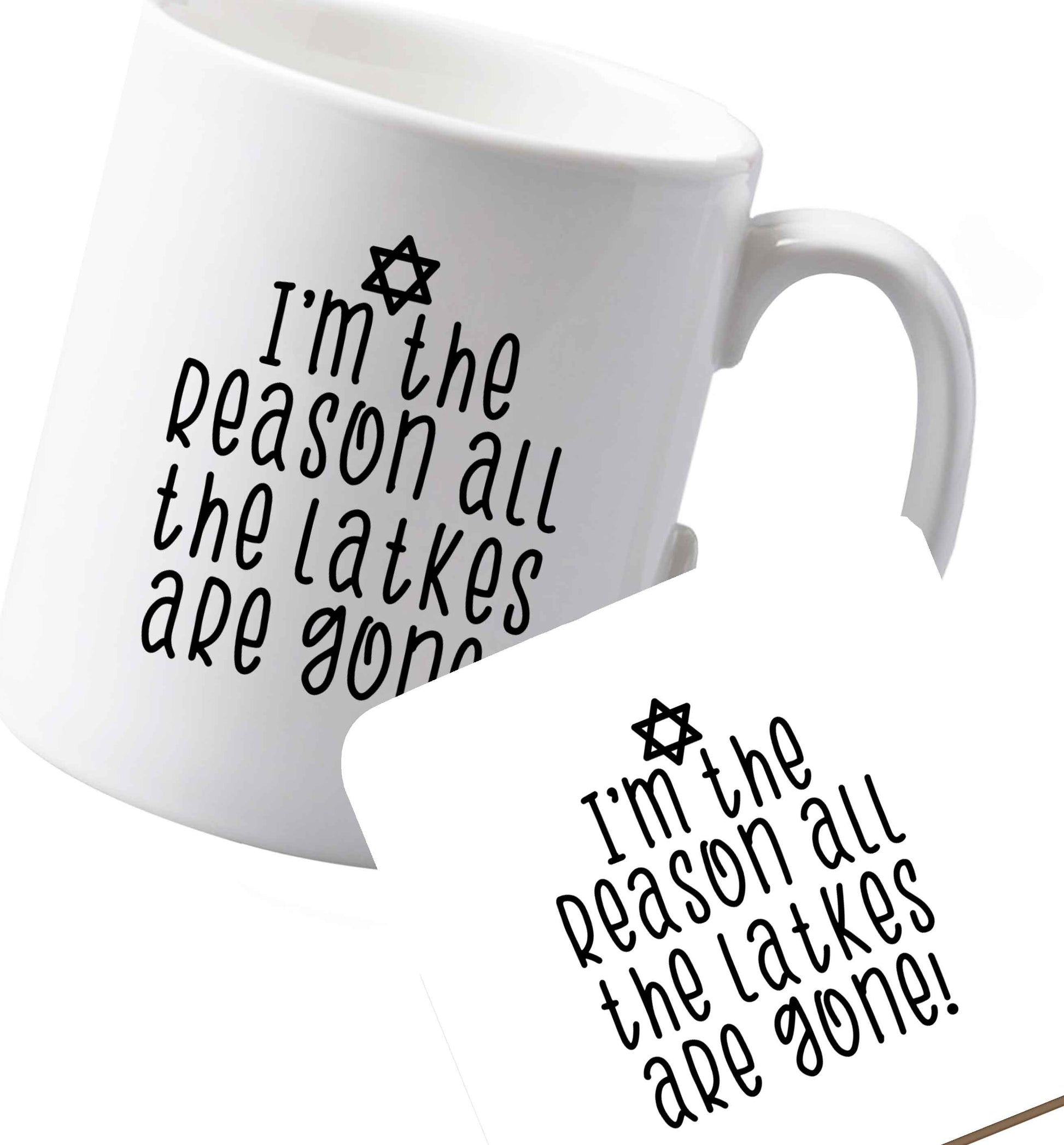 10 oz Ceramic mug and coaster Happy challah days both sides