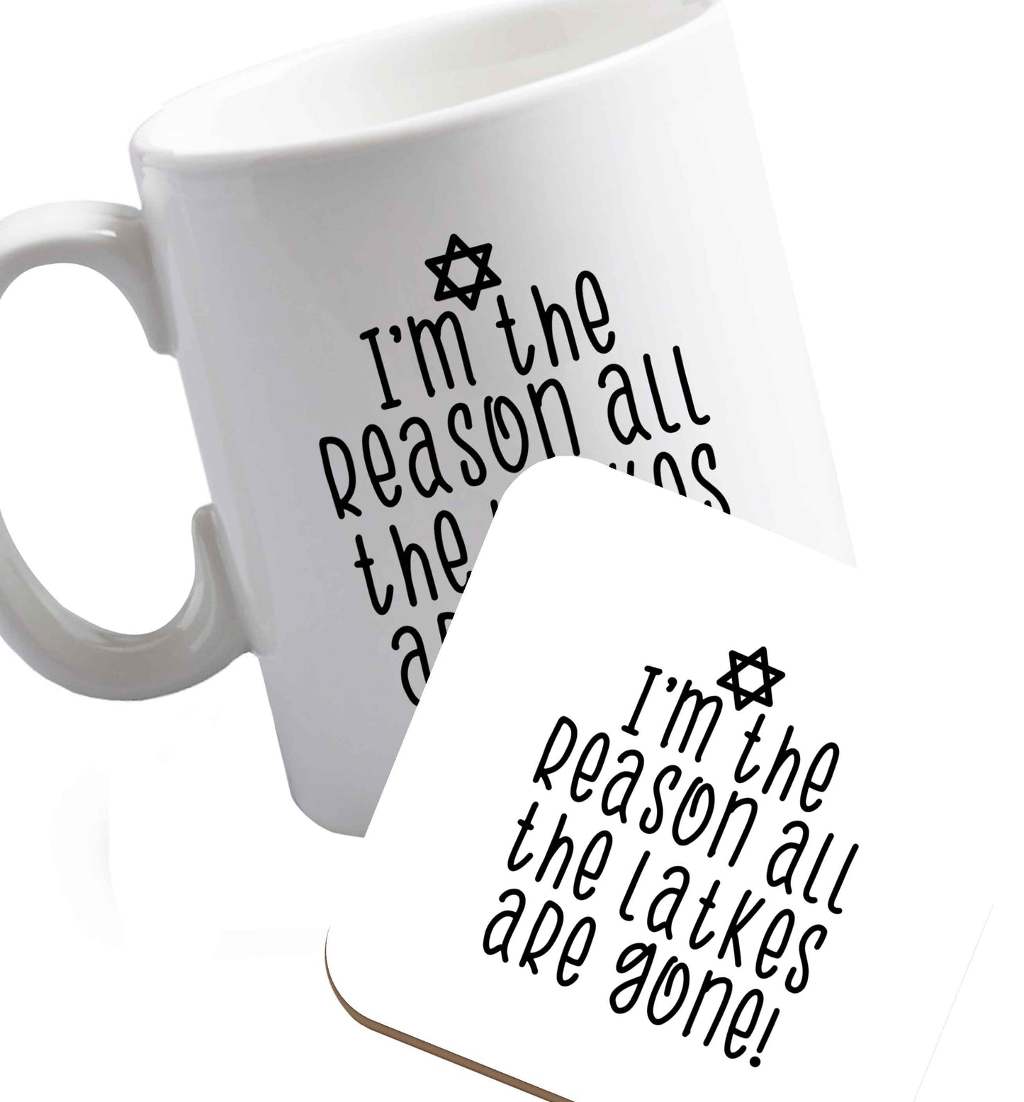 10 oz Happy challah days ceramic mug and coaster set right handed