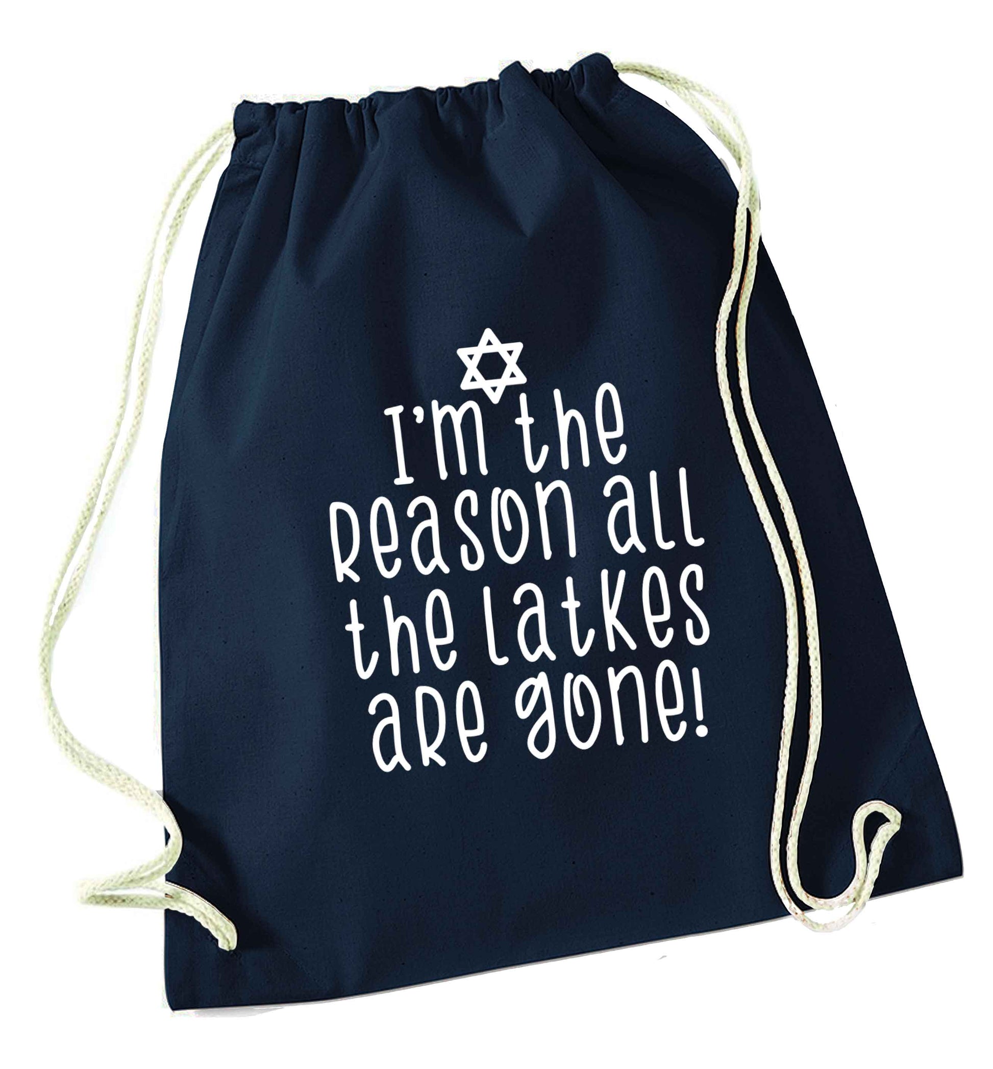 Happy challah days navy drawstring bag