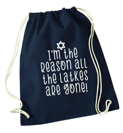 Happy challah days navy drawstring bag