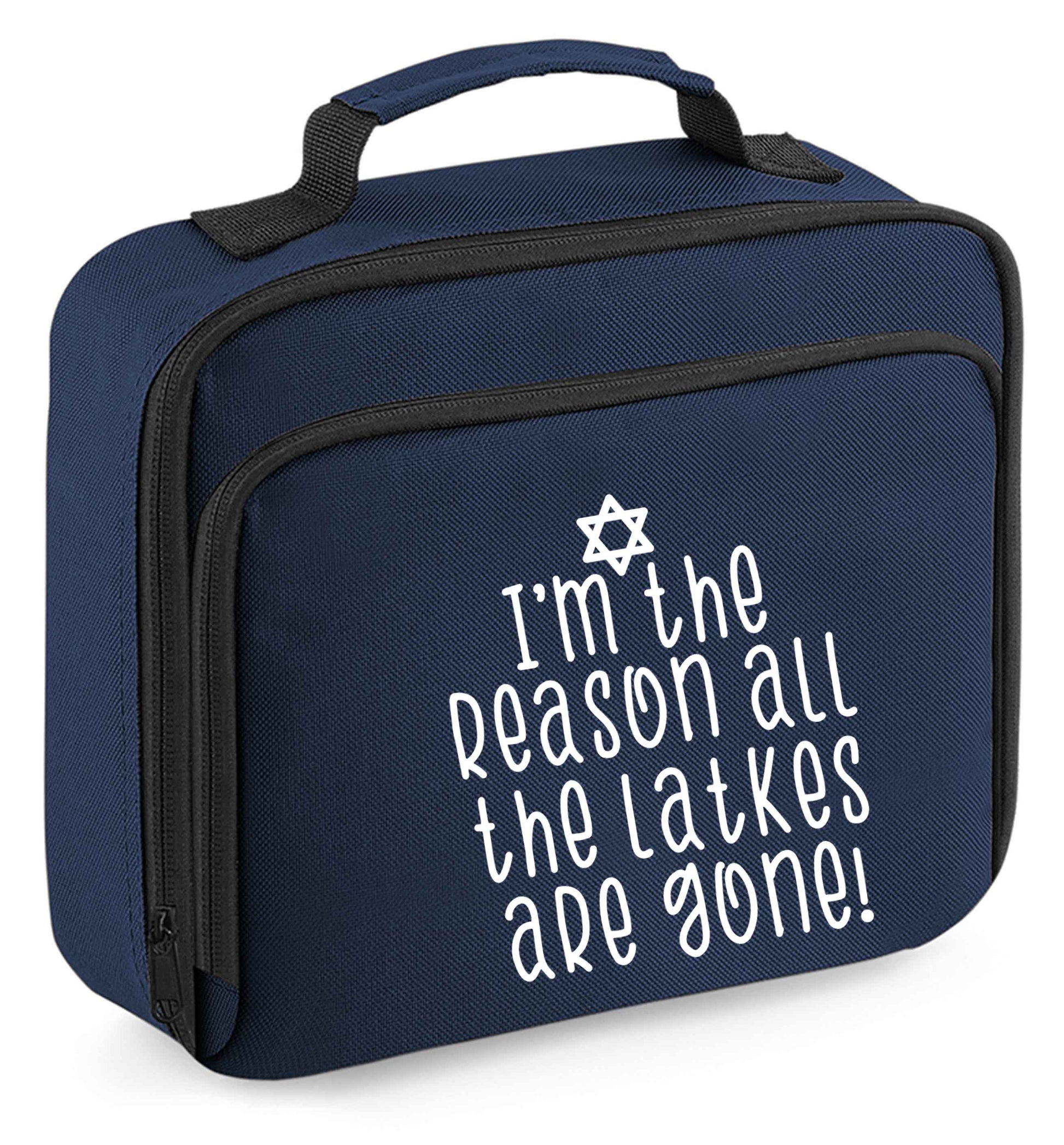 I'm the reason all the latkes are gone insulated navy lunch bag cooler