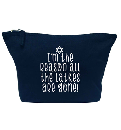 I'm the reason all the latkes are gone navy makeup bag