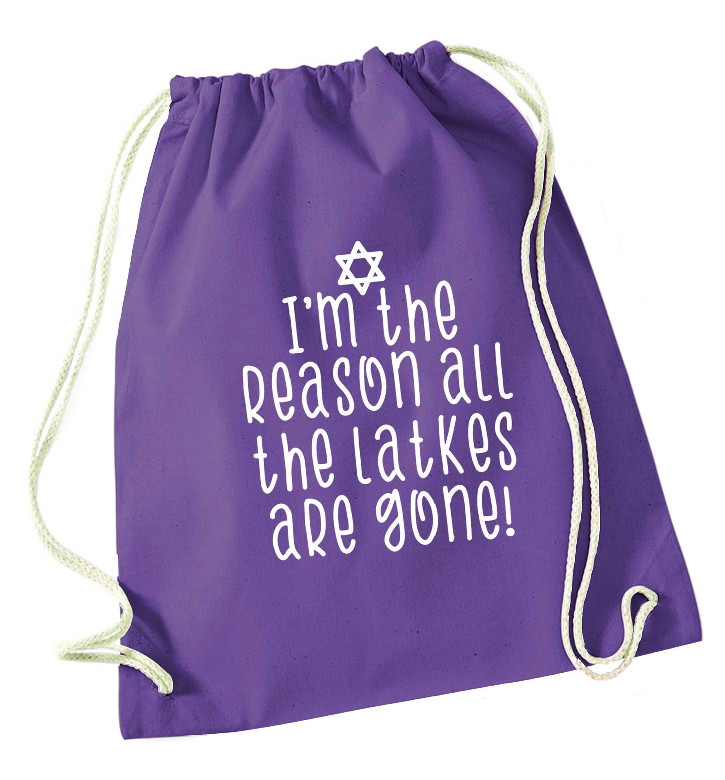 Happy challah days purple drawstring bag