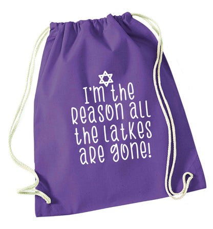 Happy challah days purple drawstring bag