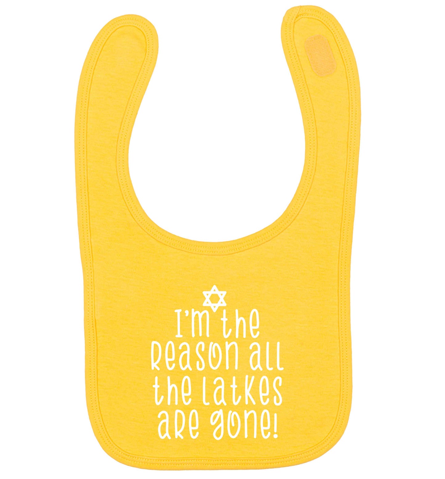 I'm the reason all the latkes are gone yellow baby bib