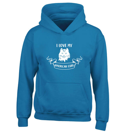 I love my American curl children's blue hoodie 12-13 Years