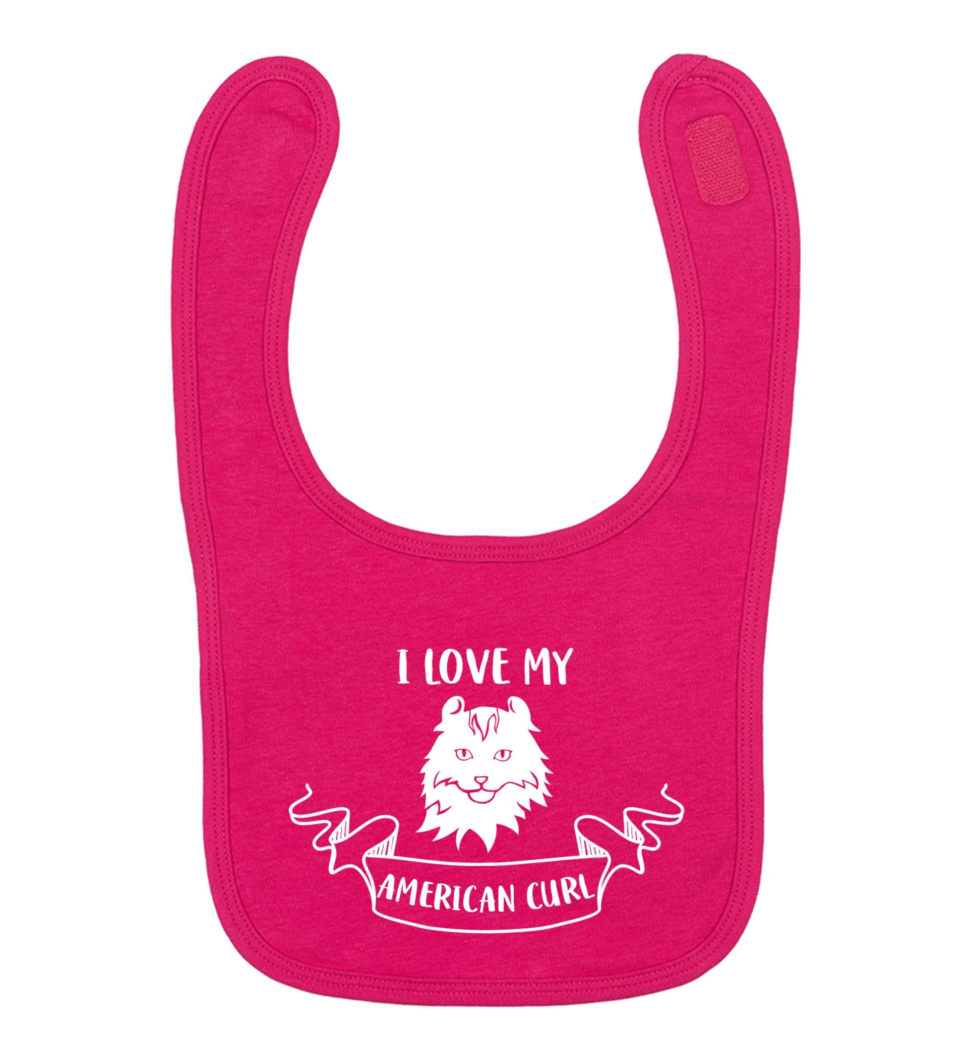 I love my American curl dark pink baby bib