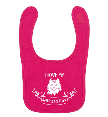I love my American curl dark pink baby bib