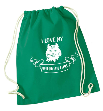 I love my American curl green drawstring bag