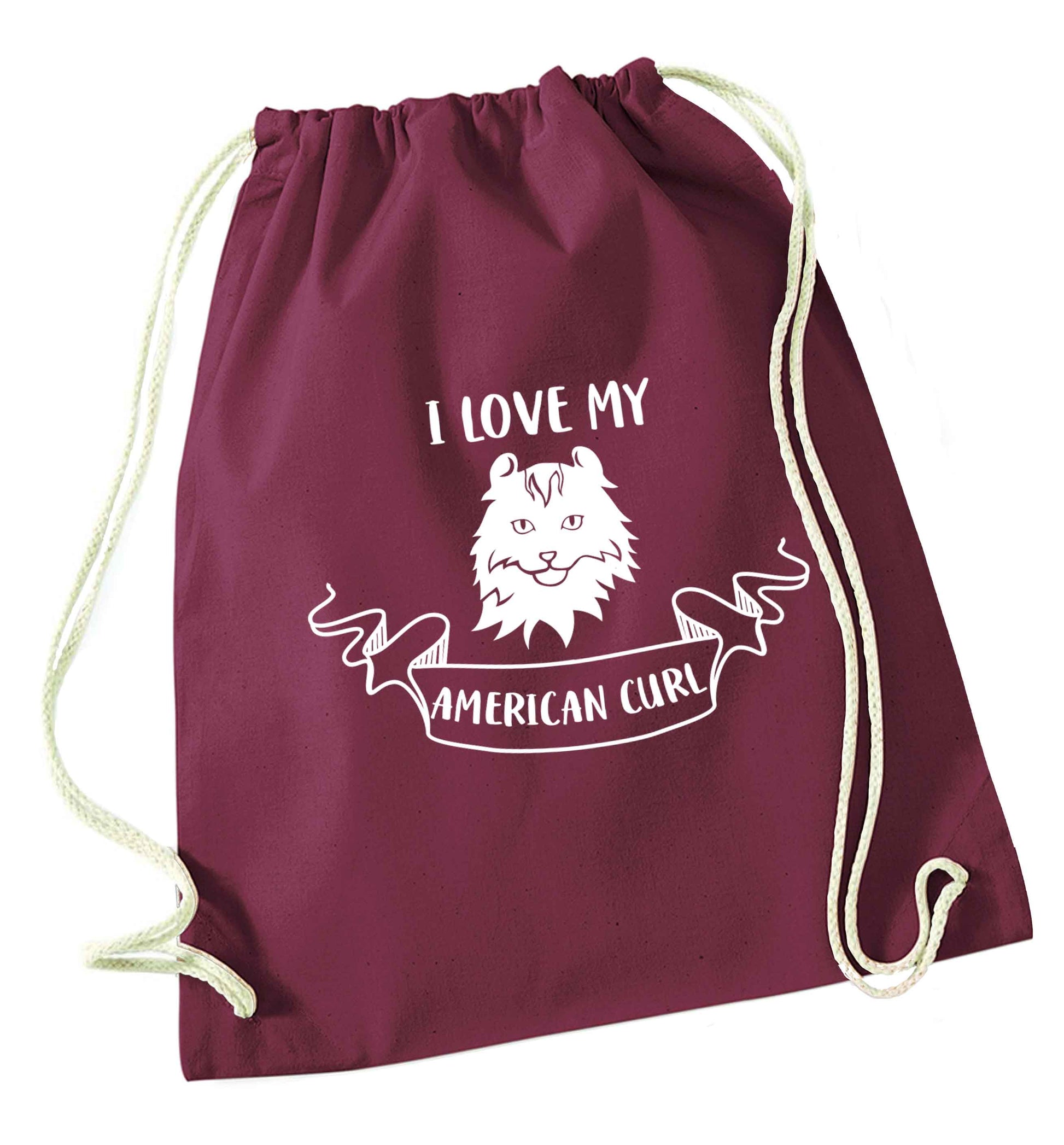 I love my American curl maroon drawstring bag