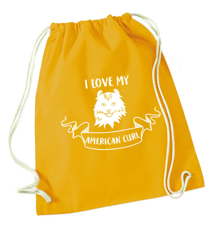 I love my American curl mustard drawstring bag