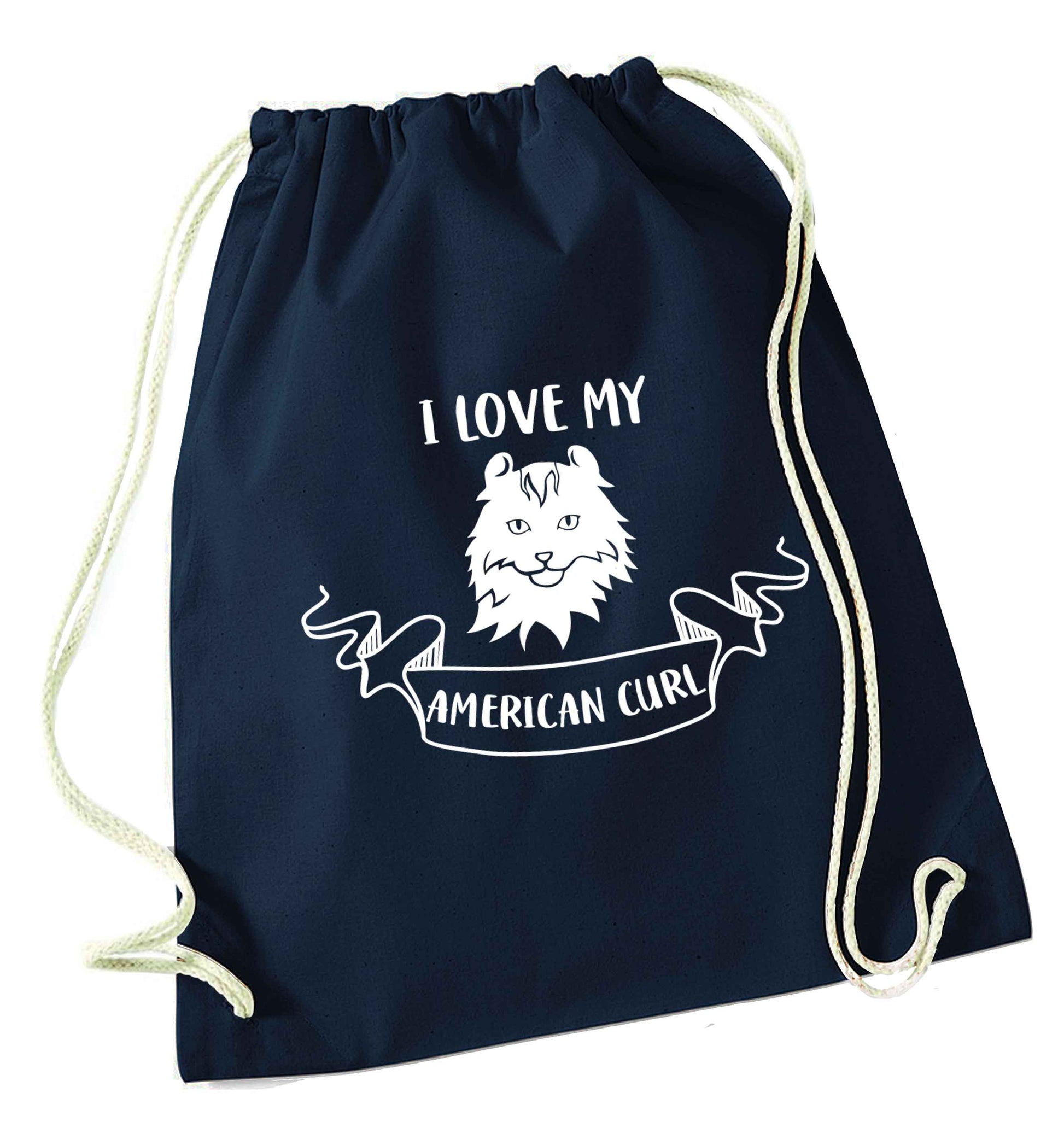 I love my American curl navy drawstring bag