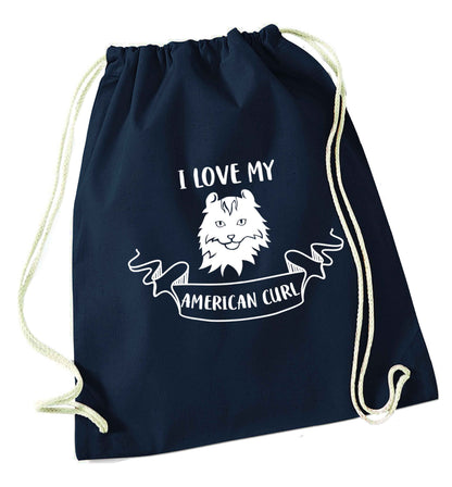 I love my American curl navy drawstring bag
