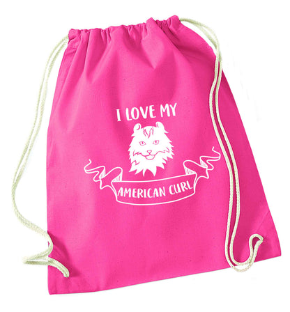 I love my American curl pink drawstring bag