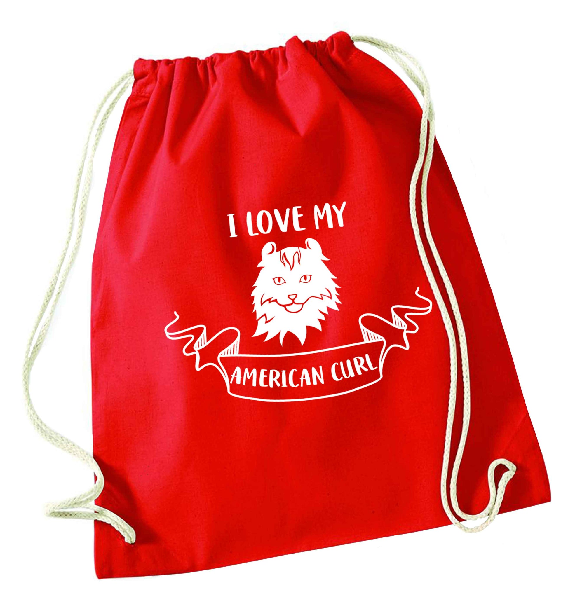 I love my American curl red drawstring bag 