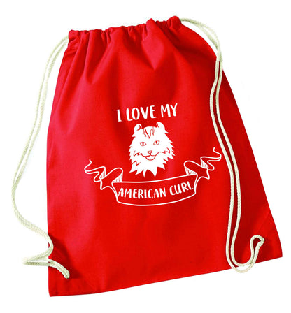 I love my American curl red drawstring bag 