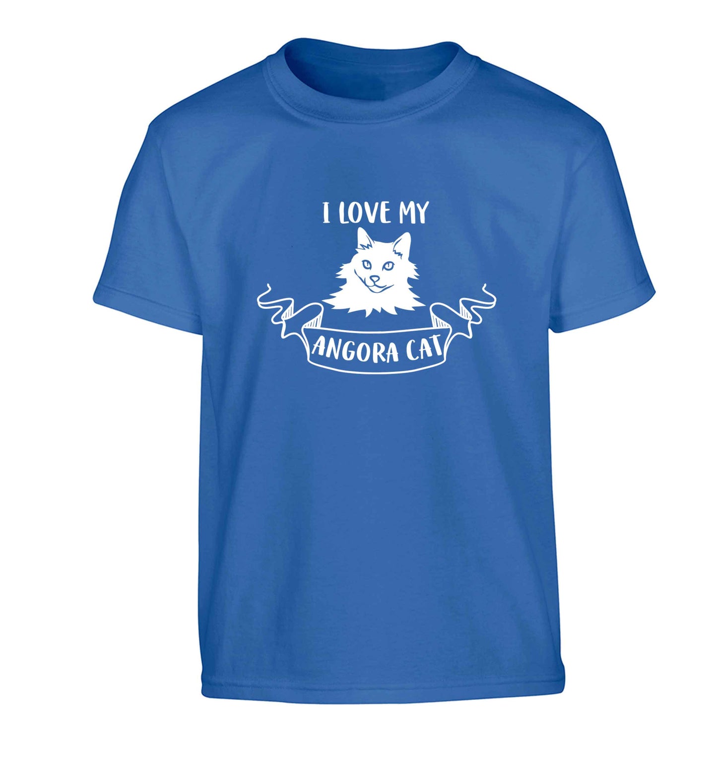 I love my angora cat Children's blue Tshirt 12-13 Years
