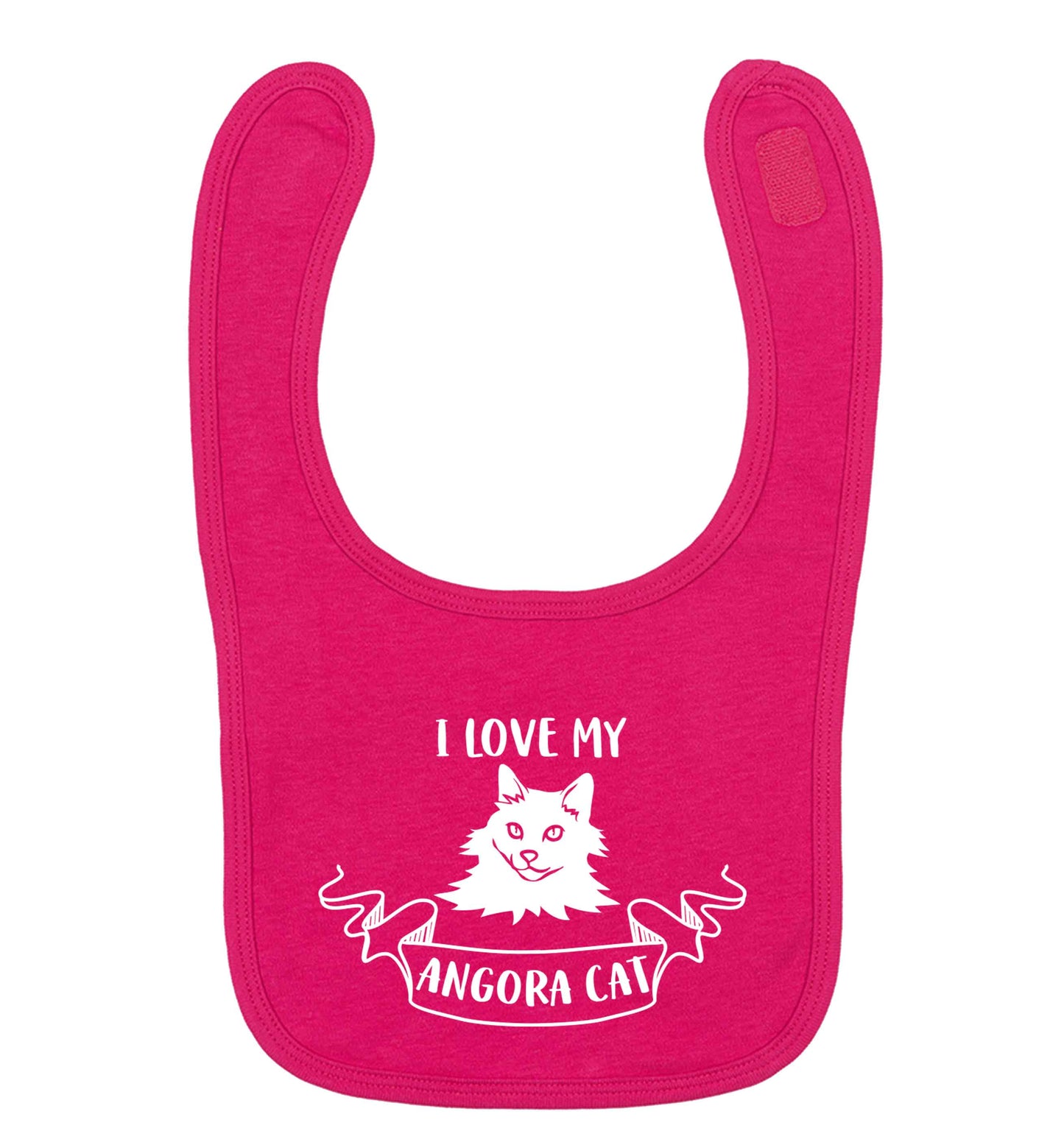 I love my angora cat dark pink baby bib