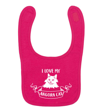 I love my angora cat dark pink baby bib