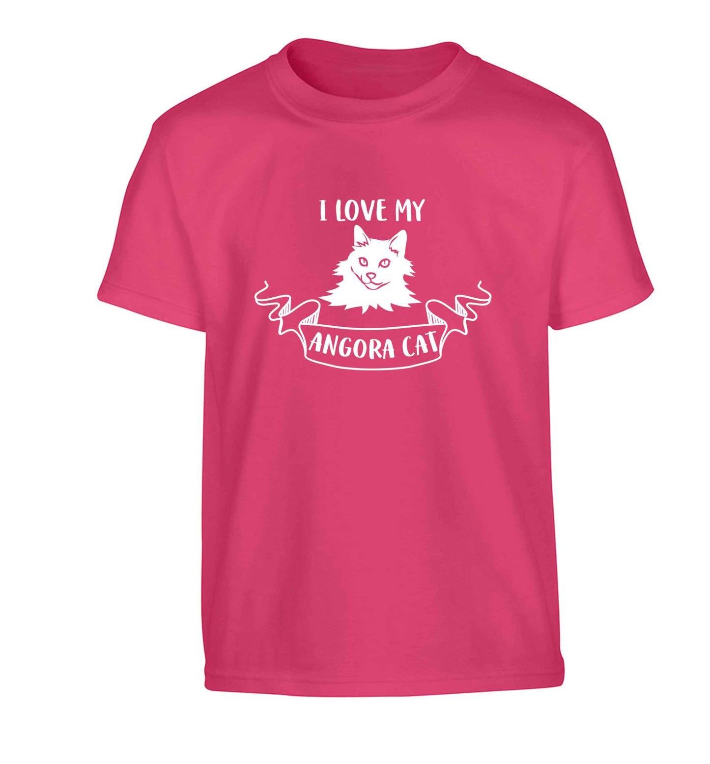 I love my angora cat Children's pink Tshirt 12-13 Years