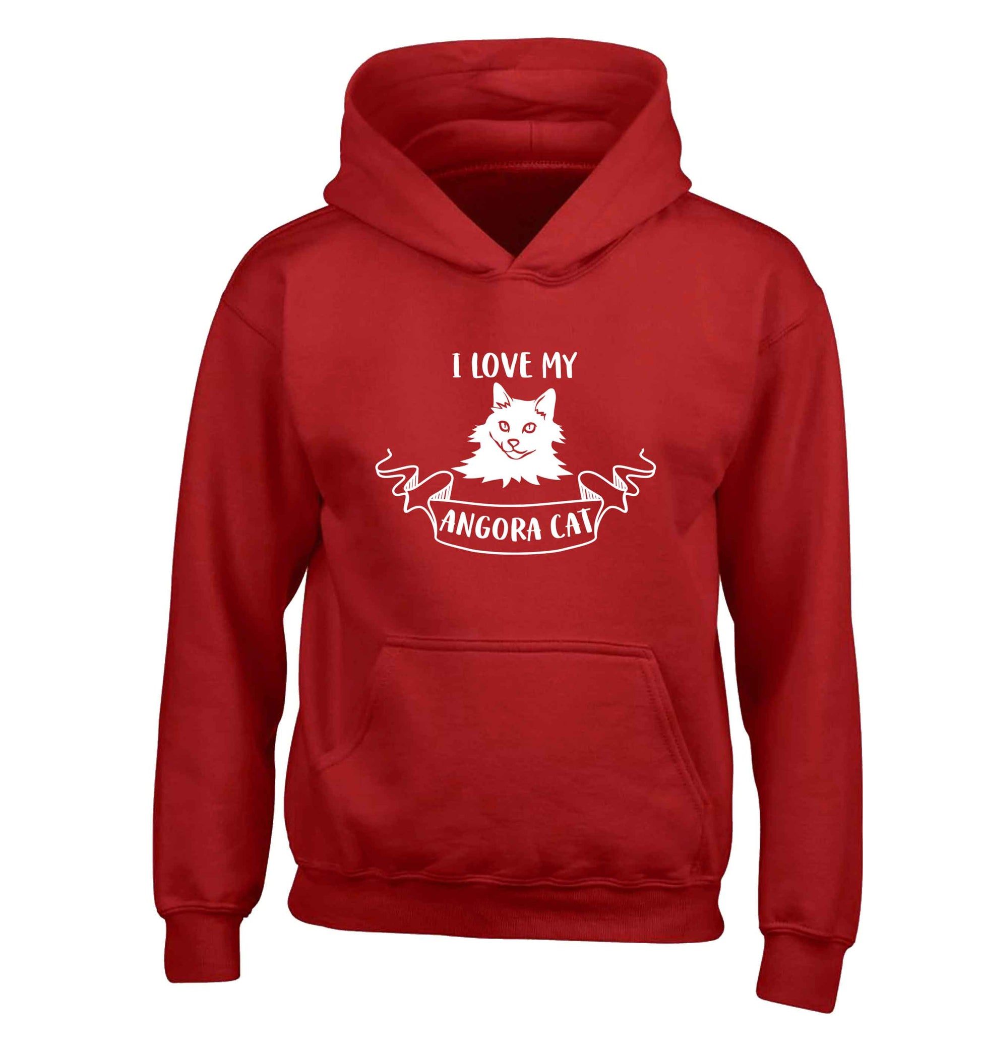 I love my angora cat children's red hoodie 12-13 Years