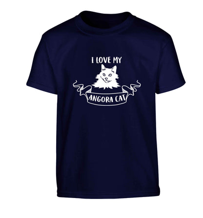 I love my angora cat Children's navy Tshirt 12-13 Years