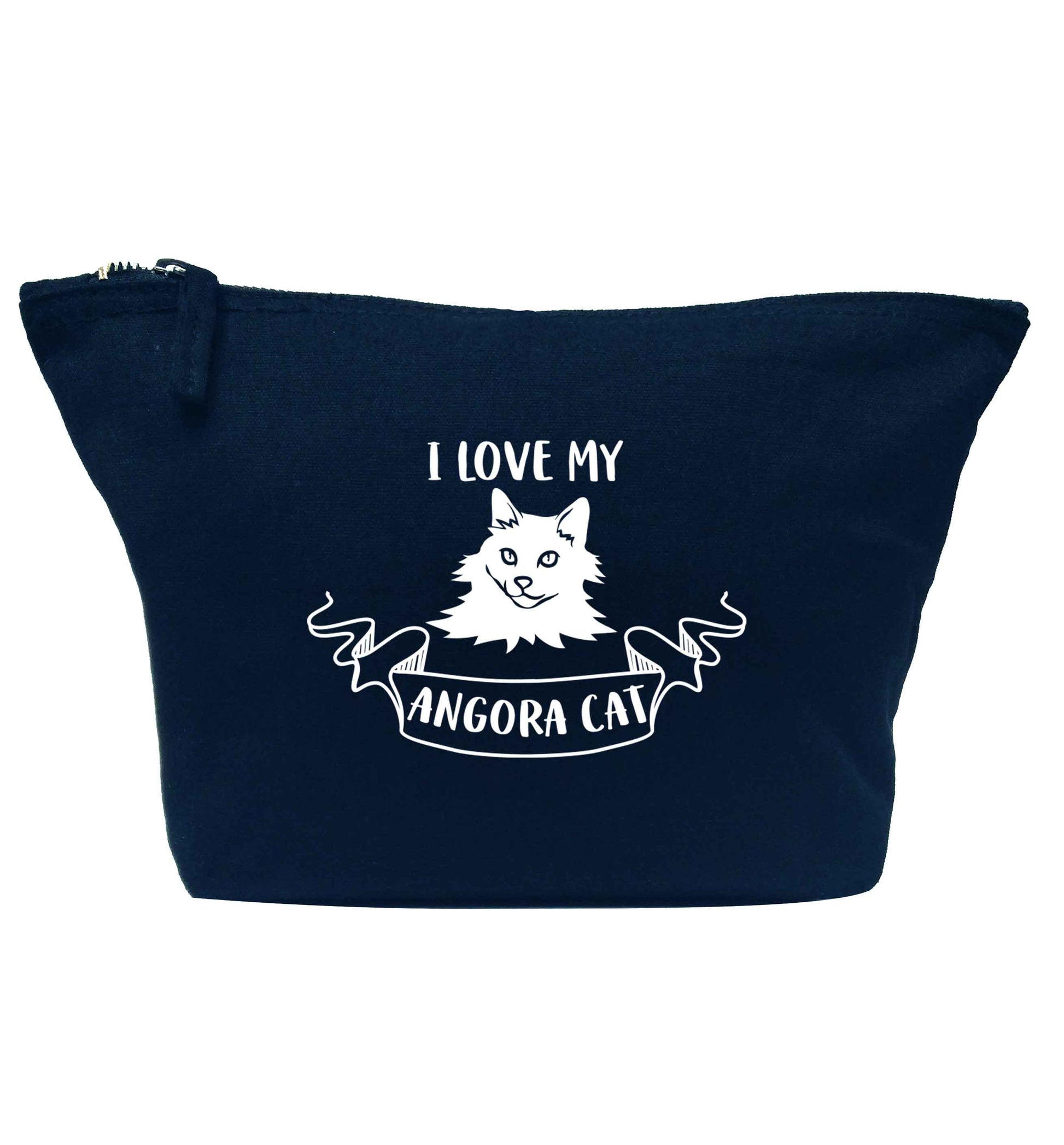 I love my angora cat navy makeup bag