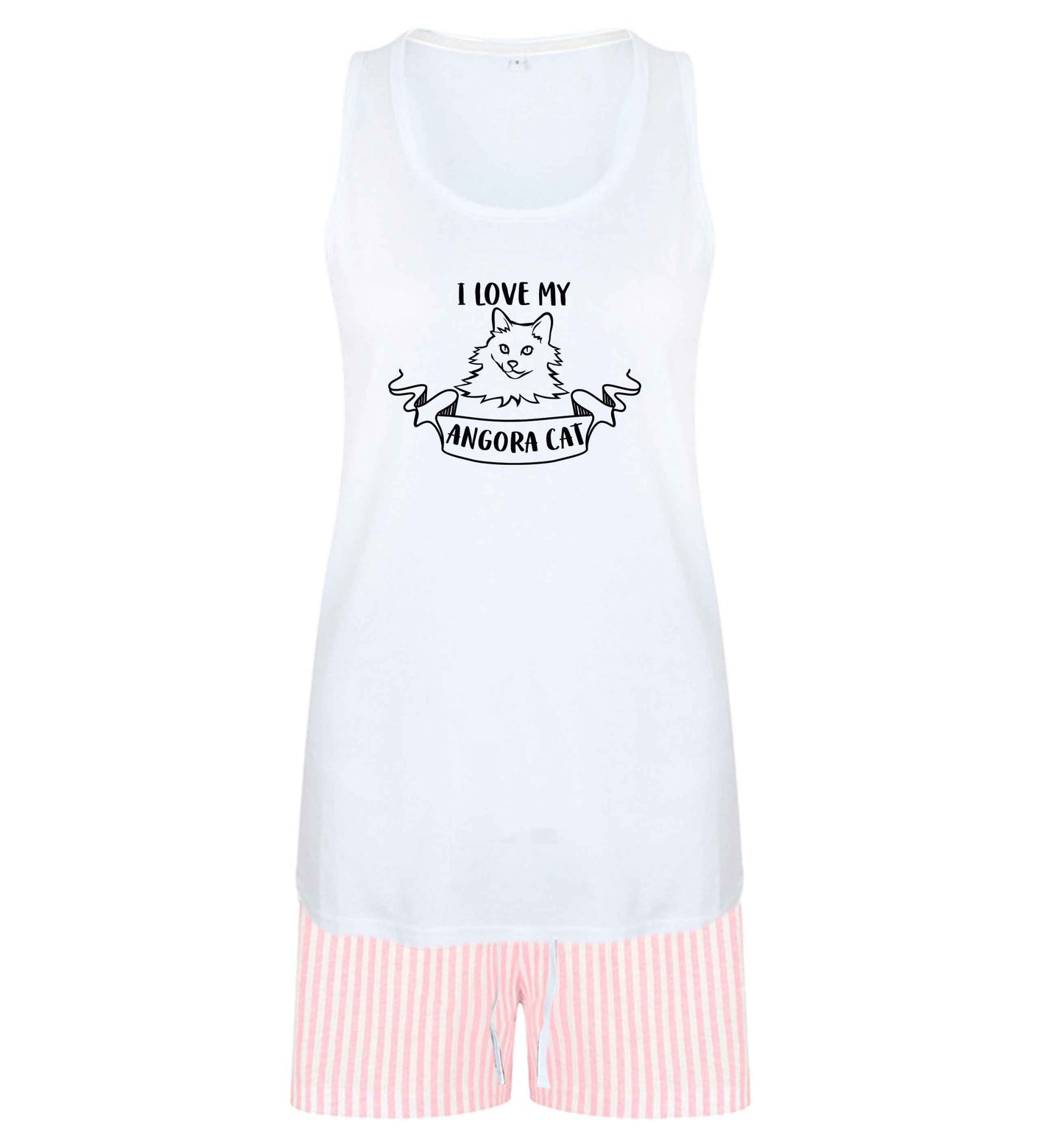 I love my angora cat size XL women's pyjama shorts set in pink 