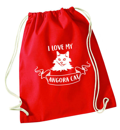 I love my angora cat red drawstring bag 