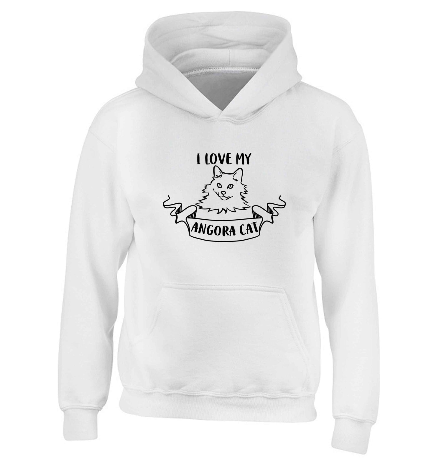 I love my angora cat children's white hoodie 12-13 Years