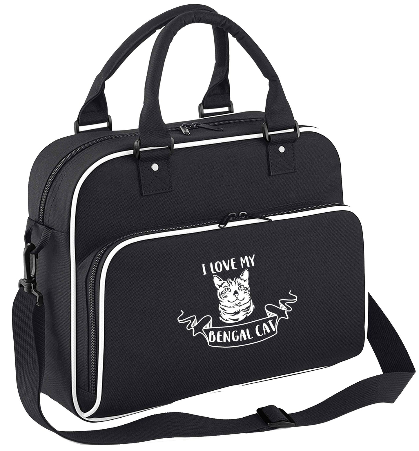 I love my begnal cat children's dance bag black with white detail