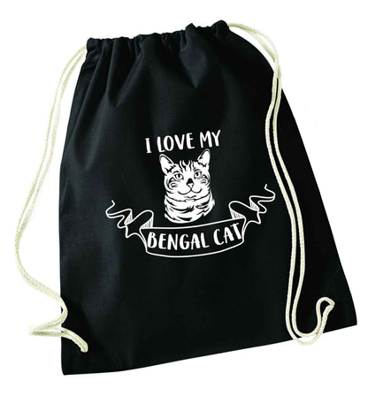 I love my begnal cat black drawstring bag