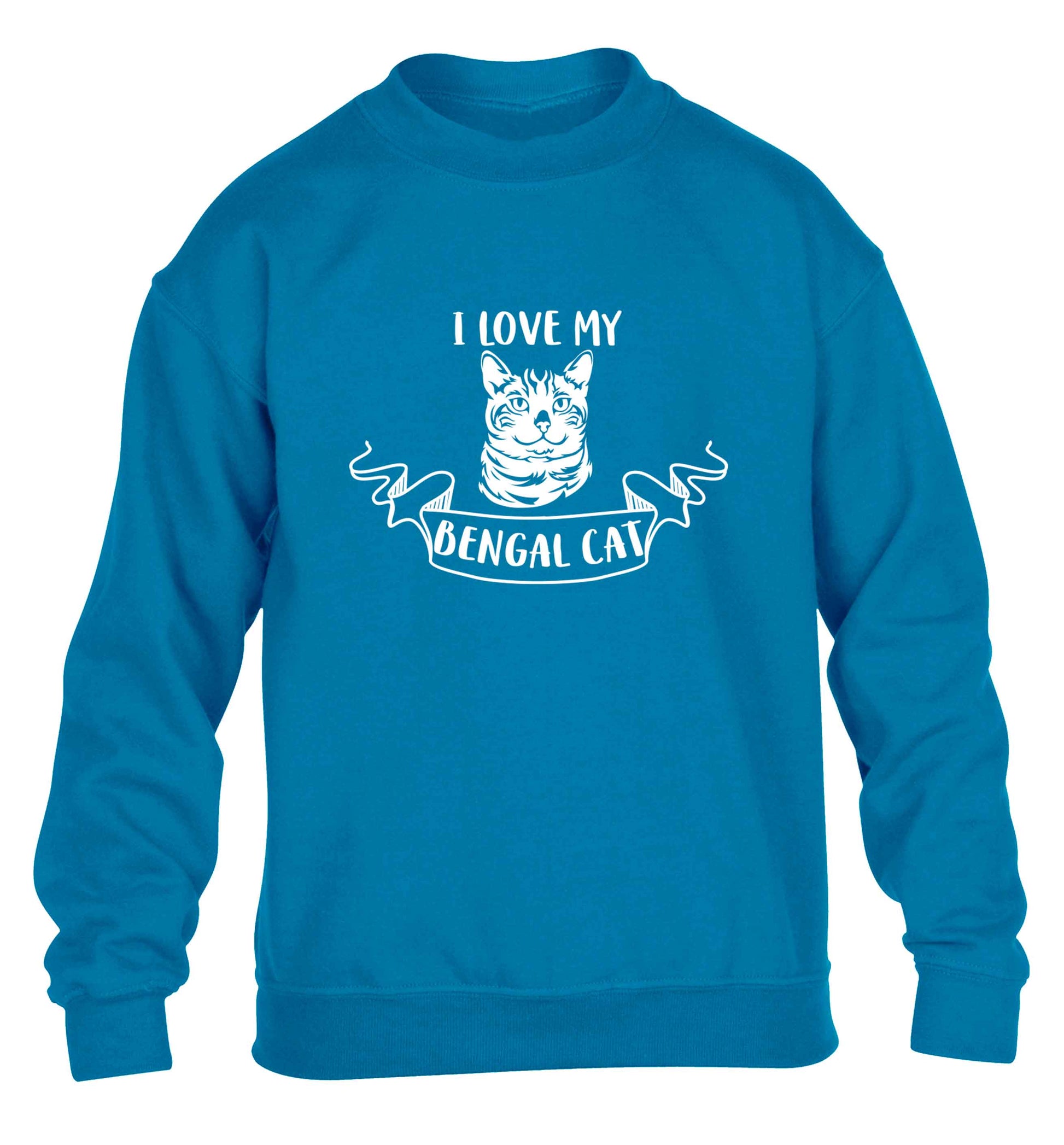 I love my begnal cat children's blue sweater 12-13 Years