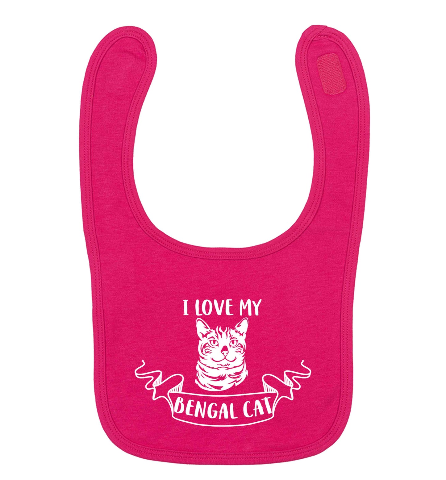 I love my begnal cat dark pink baby bib