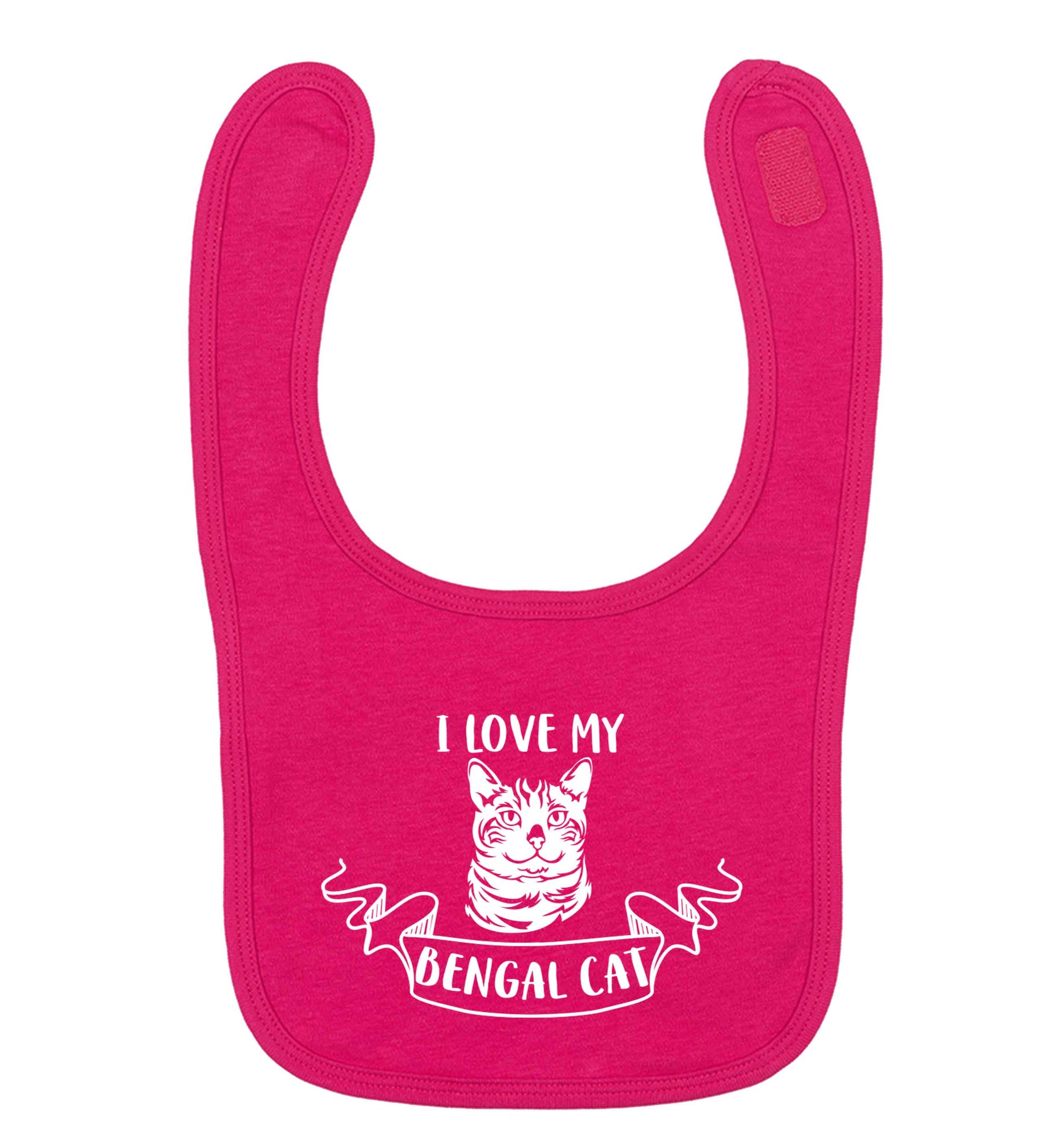 I love my begnal cat dark pink baby bib