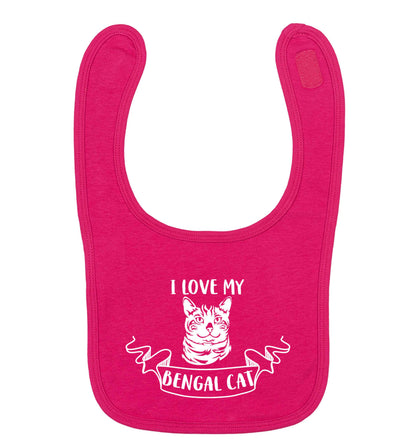 I love my begnal cat dark pink baby bib