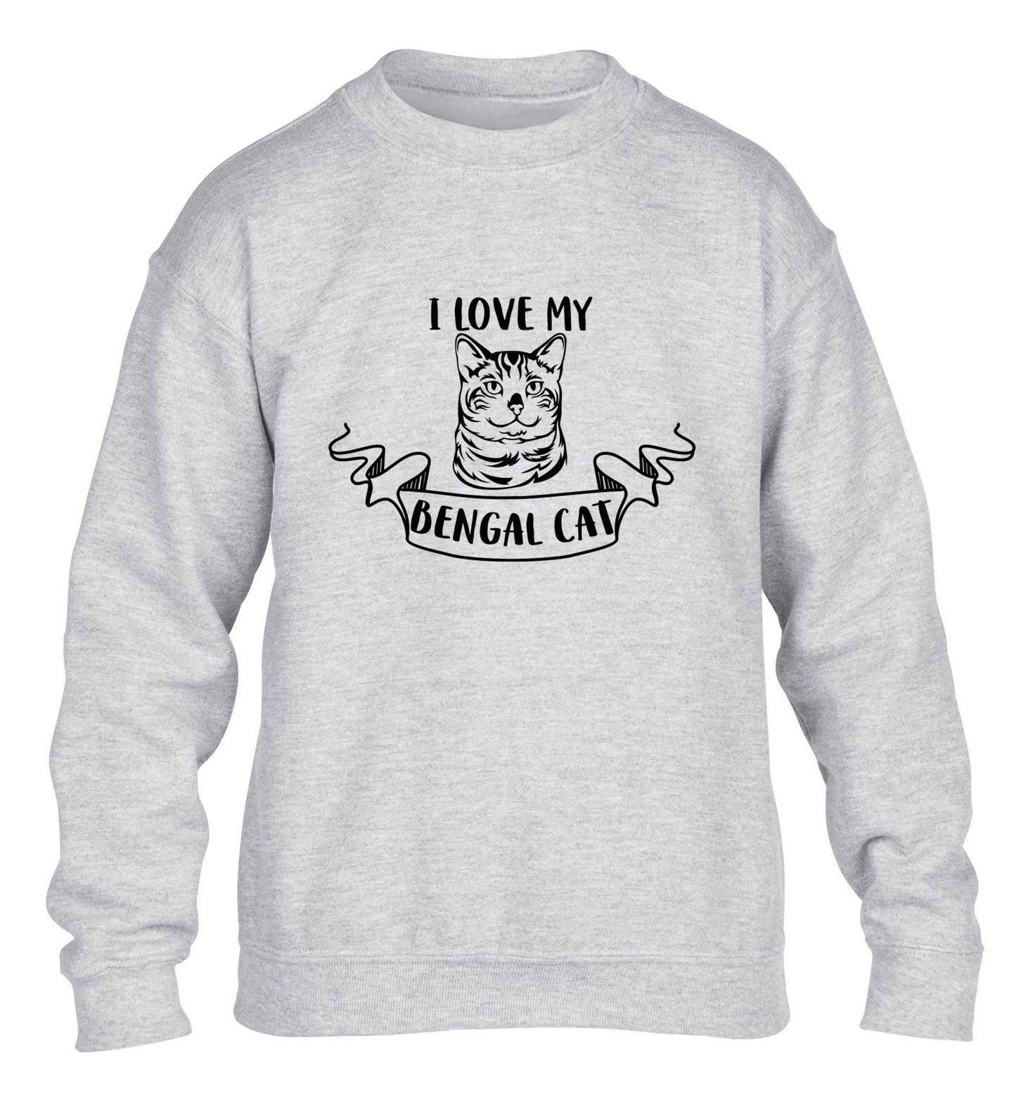 I love my begnal cat children's grey sweater 12-13 Years