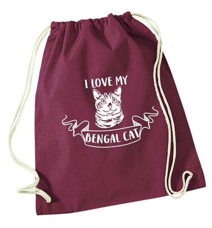 I love my begnal cat maroon drawstring bag
