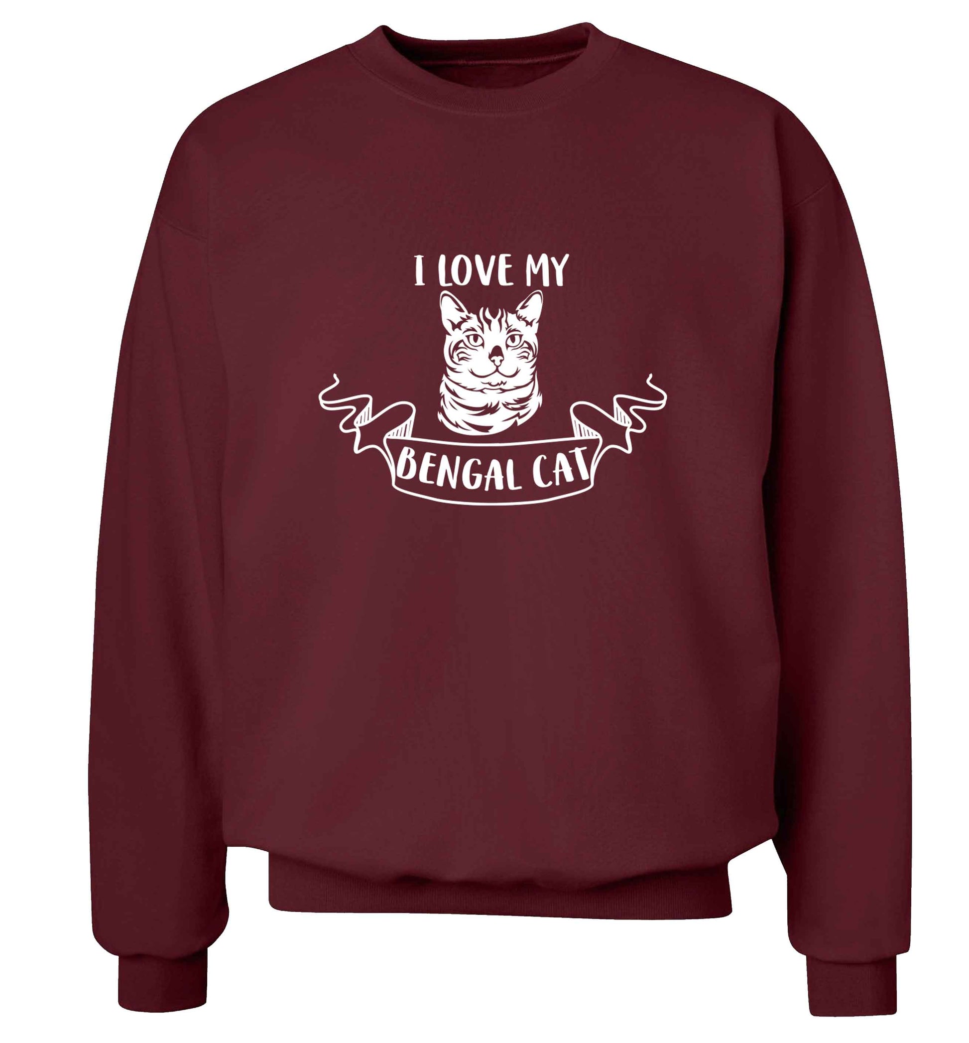 I love my begnal cat adult's unisex maroon sweater 2XL