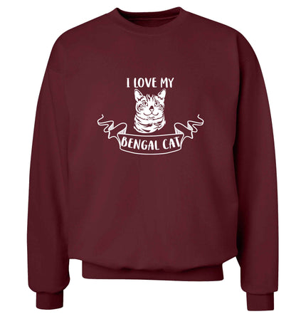 I love my begnal cat adult's unisex maroon sweater 2XL