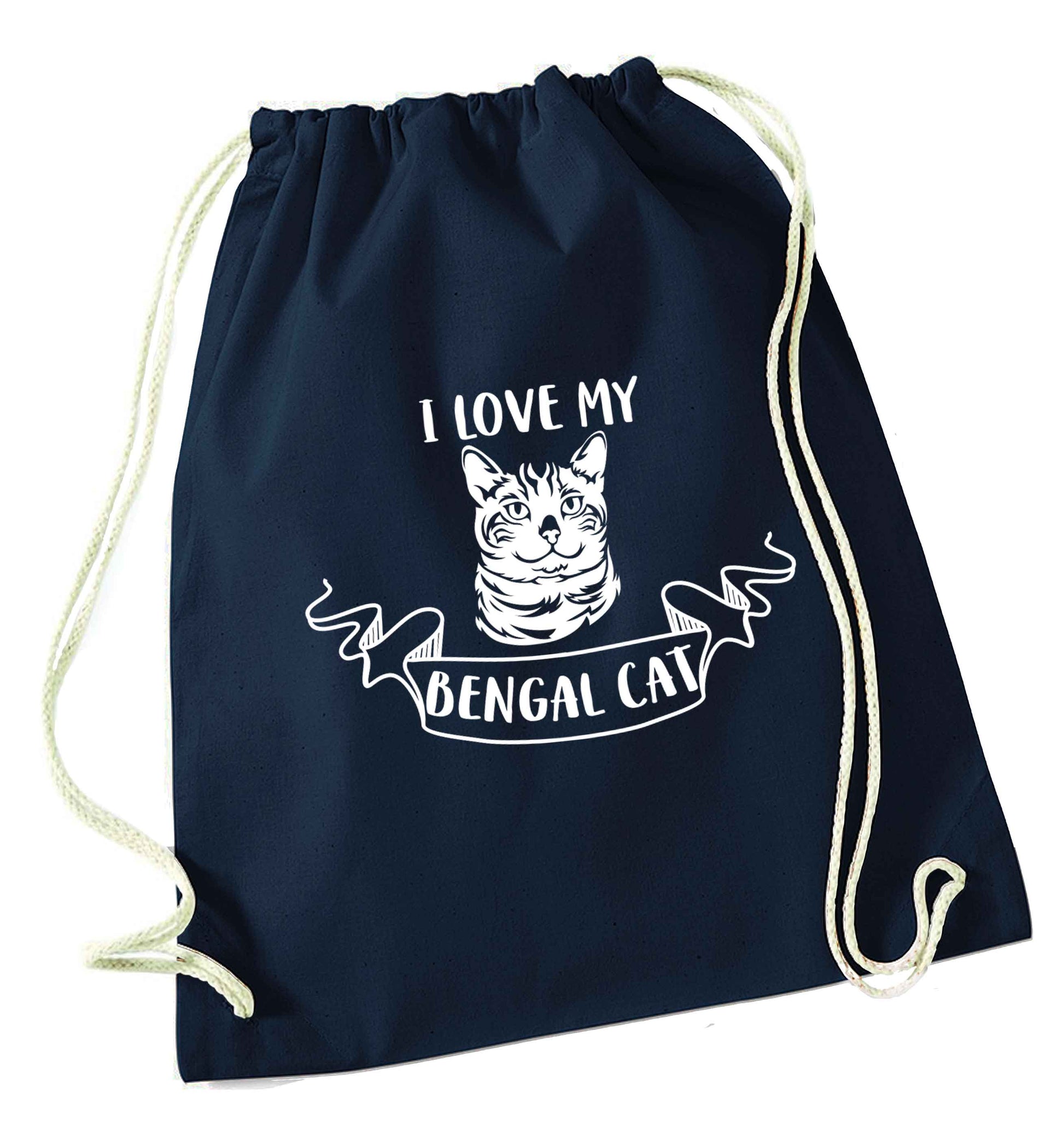 I love my begnal cat navy drawstring bag