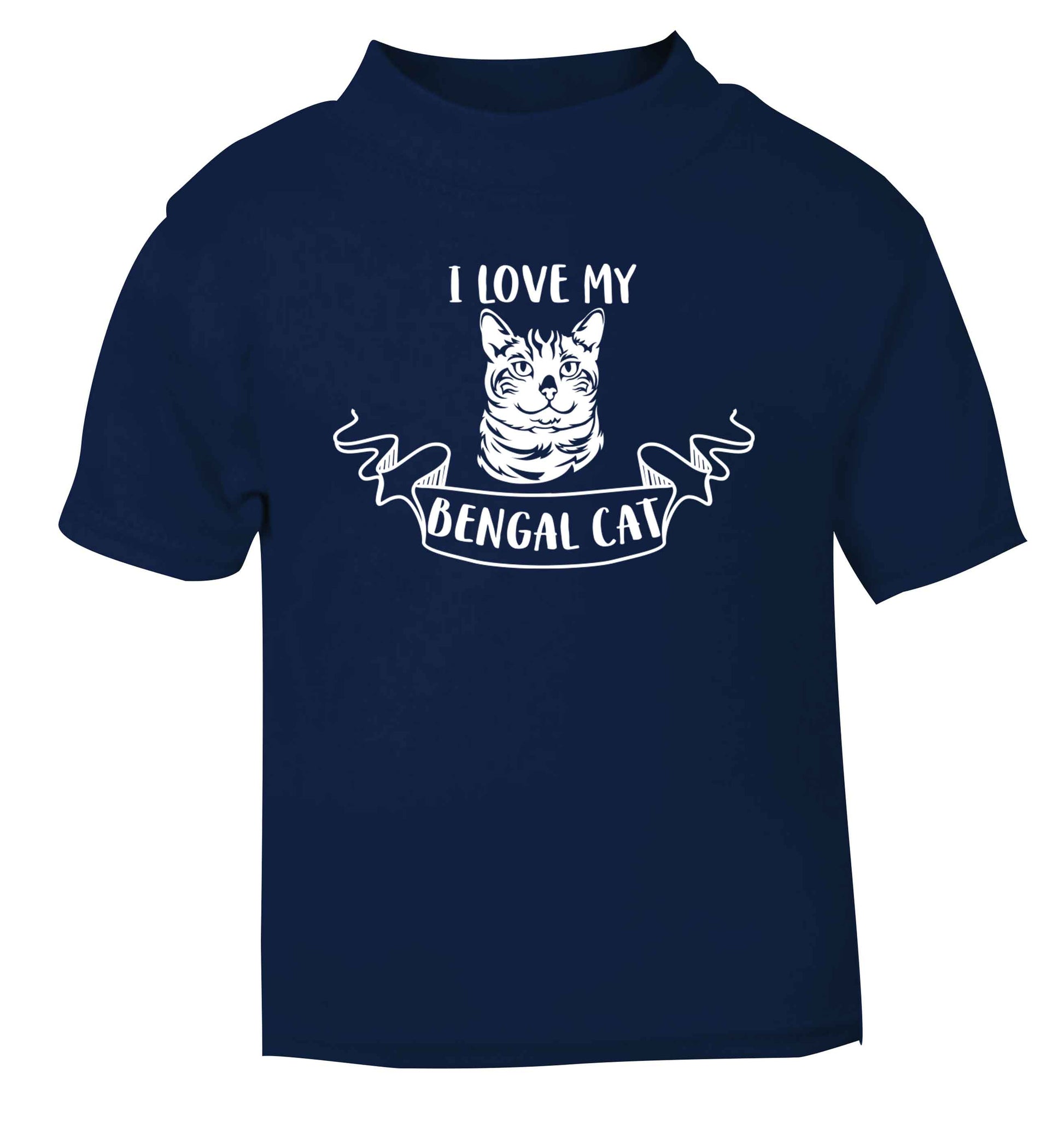 I love my begnal cat navy baby toddler Tshirt 2 Years