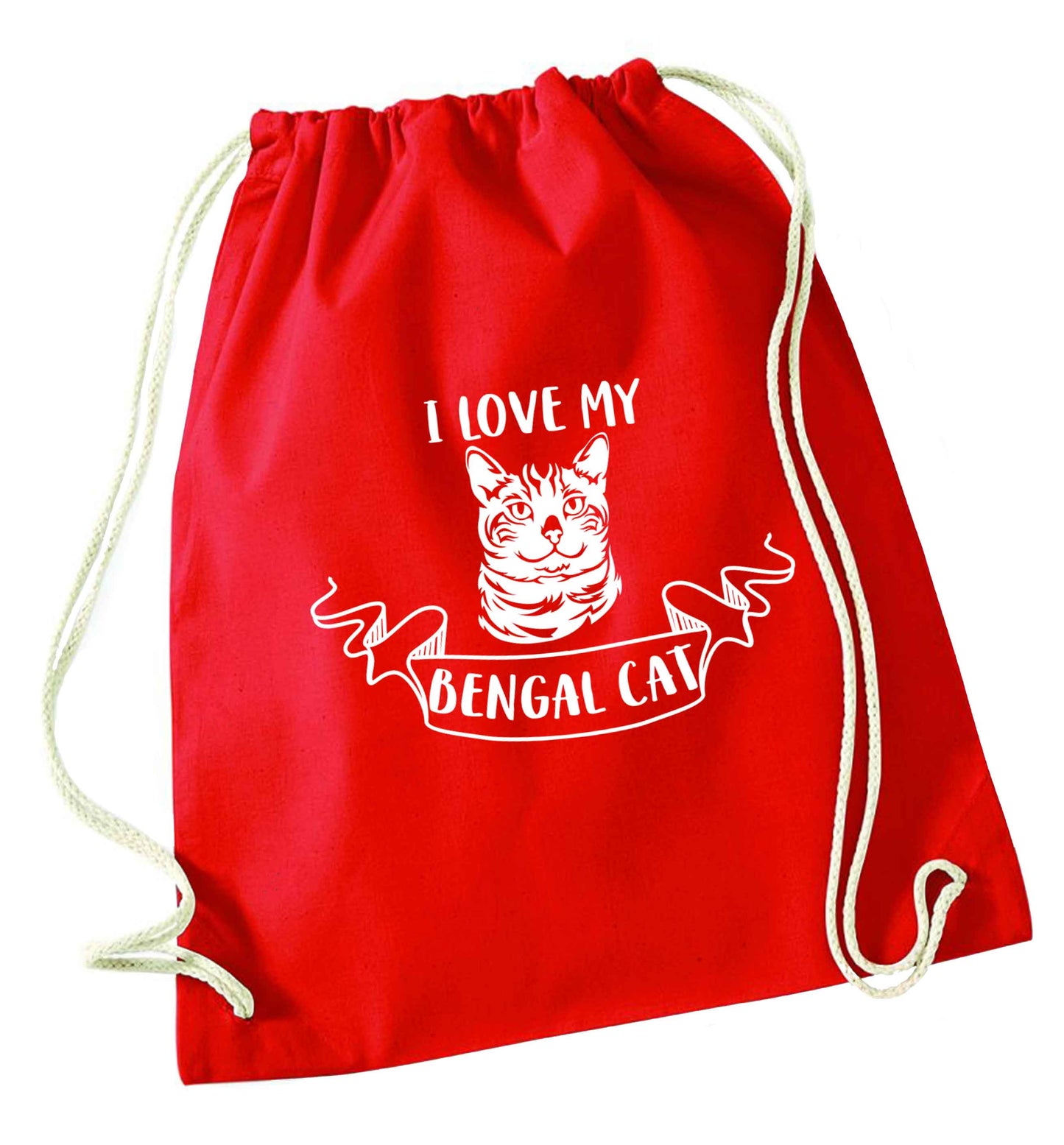 I love my begnal cat red drawstring bag 